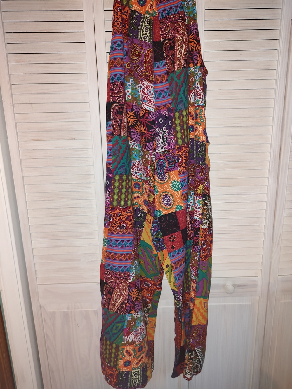 Patchwork Cotton Overalls XL 3 Pockets - Picture 2 of 10